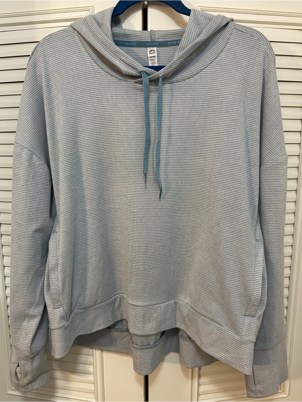 RBX Active • Women's Striped Pullover Hoodie • Size XL, Light Blue
